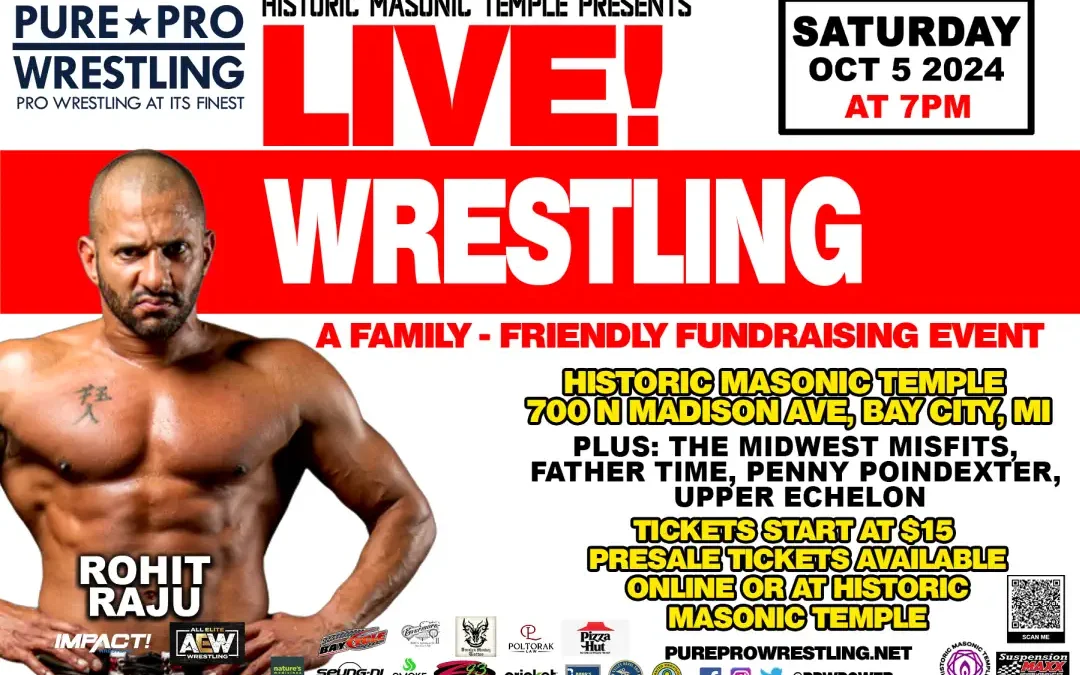 Pure Pro Wrestling Returns to Bay City’s Magnificent Masonic Temple on October 5th!
